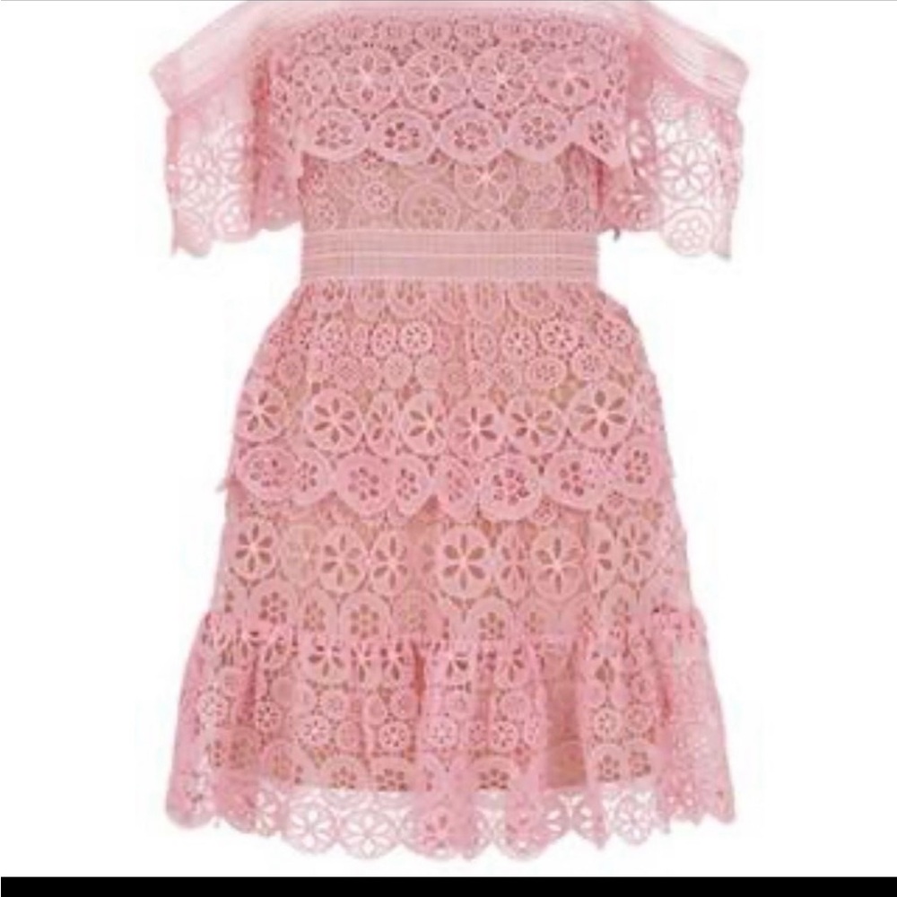 Women pink lace dress